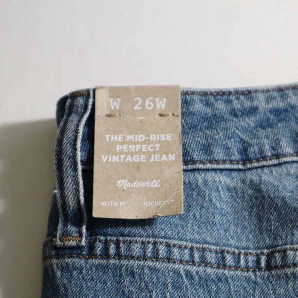 Madewell Mid-Rise Perfect Vintage Jean Womens 26W Distressed New Medium Wash - Picture 10 of 16